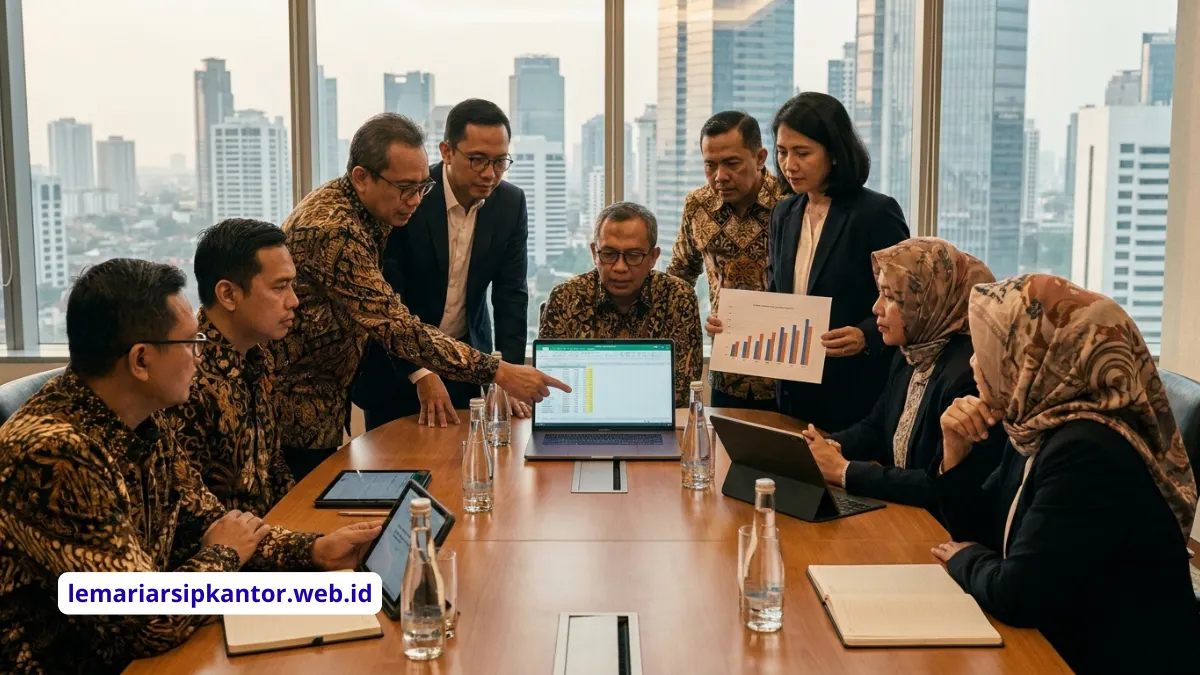 Rapat direksi membahas persetujuan anggaran pengadaan furnitur kantor di Jakarta
